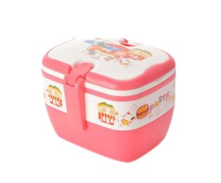 Pink Rectangle Outdoor Cartoon Lunch Box Candy Box, Three Layers