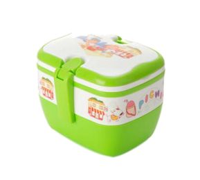 Green Rectangle Outdoor Cartoon Lunch Box Candy Box, Three Layers